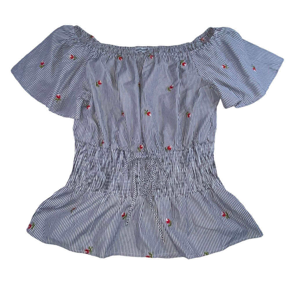 Roommates Striped Floral Lace Up Top Blouse - Woman’s Size 2X - Picture 1 of 8